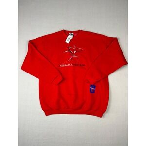 Vintage University Of Nebraska Cornhuskers Sweatshirt Mens 2XL Red NCAA Football